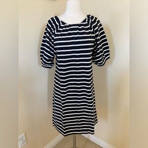 NWT J. crew black cream striped A Line dress cotton Size S work dress